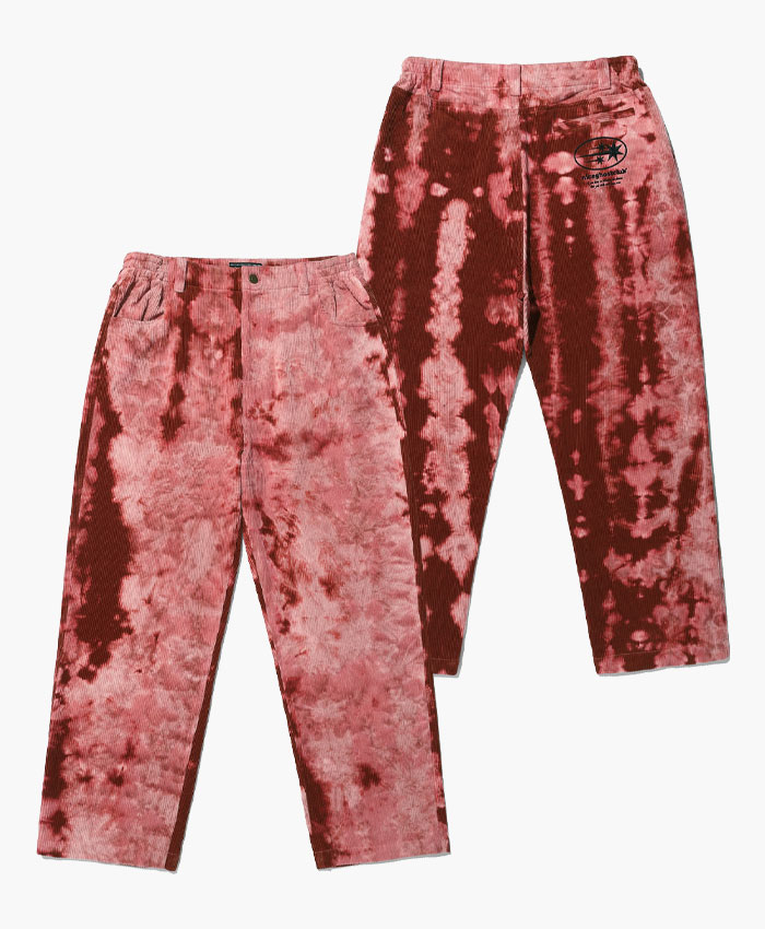 BLEACH DYING CORDUROY PANTS[RED]